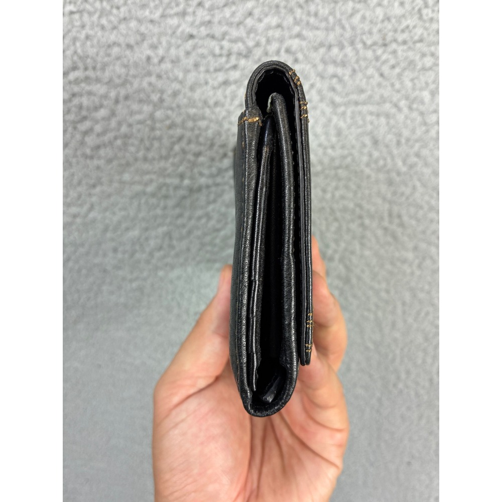 Frye Western Stitch Flap Continental Wallet Womens OS Black Leather Clutch Boho - Picture 3 of 14